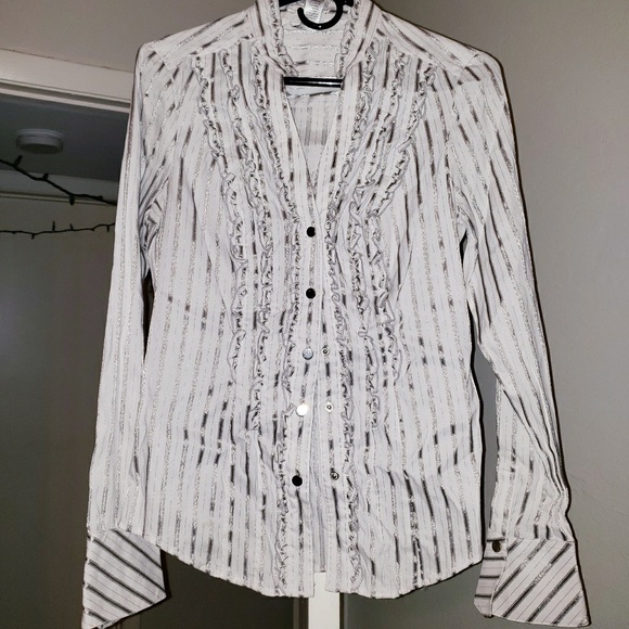 Cache Tops - Cache Button Down Pinstripe Blouse